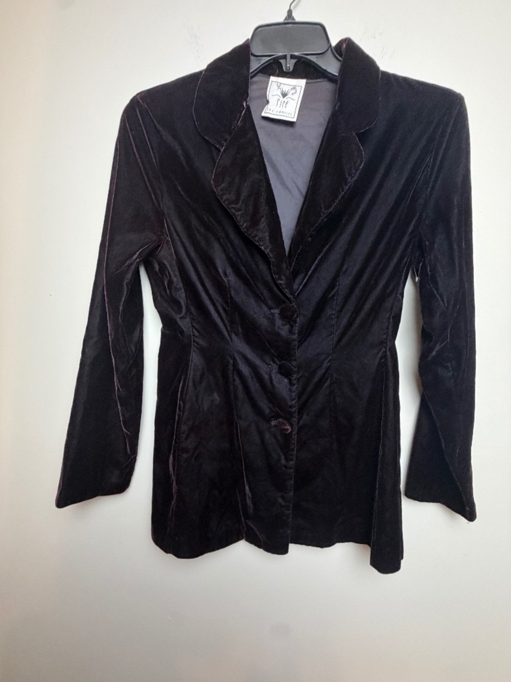 Vintage Fire Los Angeles Black Velvet Blazer Jacket Size L